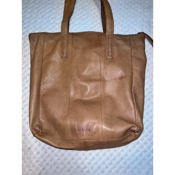 DAY & MOOD Flame Camel Leather Tote Bag Purse Pax Shopper 600026601 - Picture 2 of 12